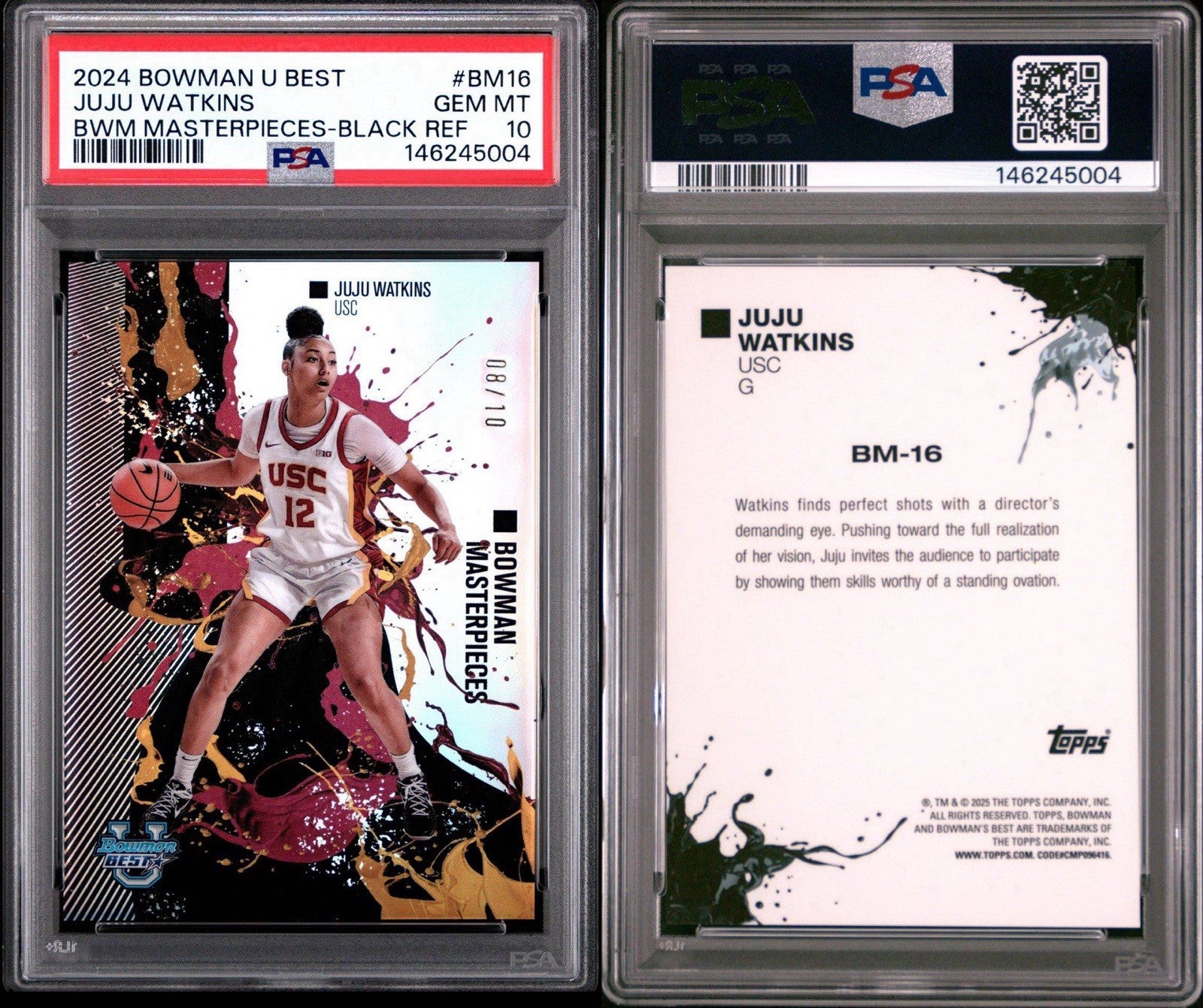2024-25 Bowman U Best Black Refractor /10 JuJu Watkins PSA 10 Gem