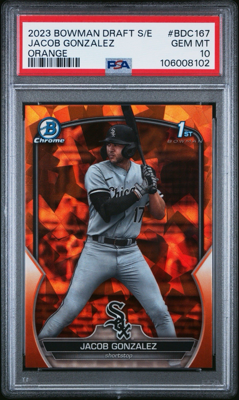 2023 Bowman Draft Sapphire Jacob Gonzalez Orange Refractor #d /25 PSA 10