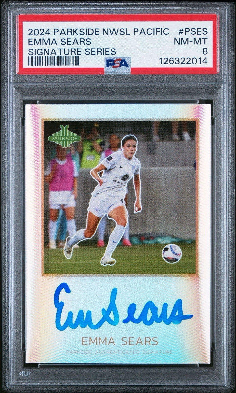 2024 Parkside NWSL Pacific Emma Sears Rookie RC Auto PSA 8