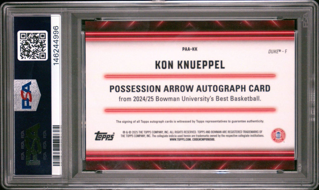 Kon Knueppel 2024 BOWMAN U BEST POSSESSION ARROW AUTO ORANGE MINI DIA /25 -PSA 9