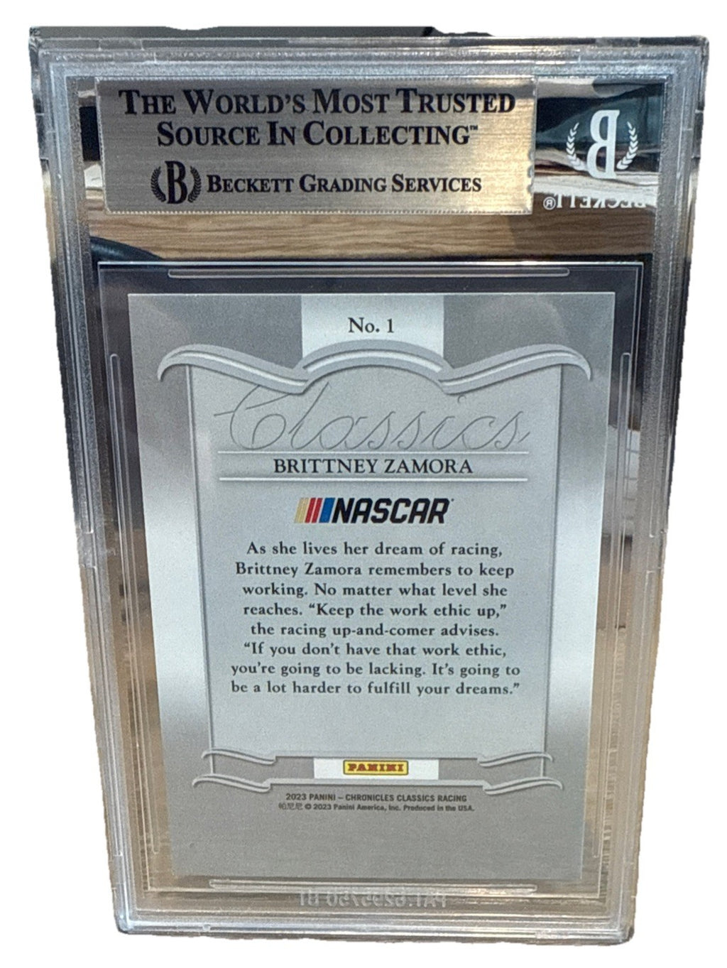 Signed Brittney Zamora 2023 Panini Chronicles Classics #1 - BAS Beckett Slab
