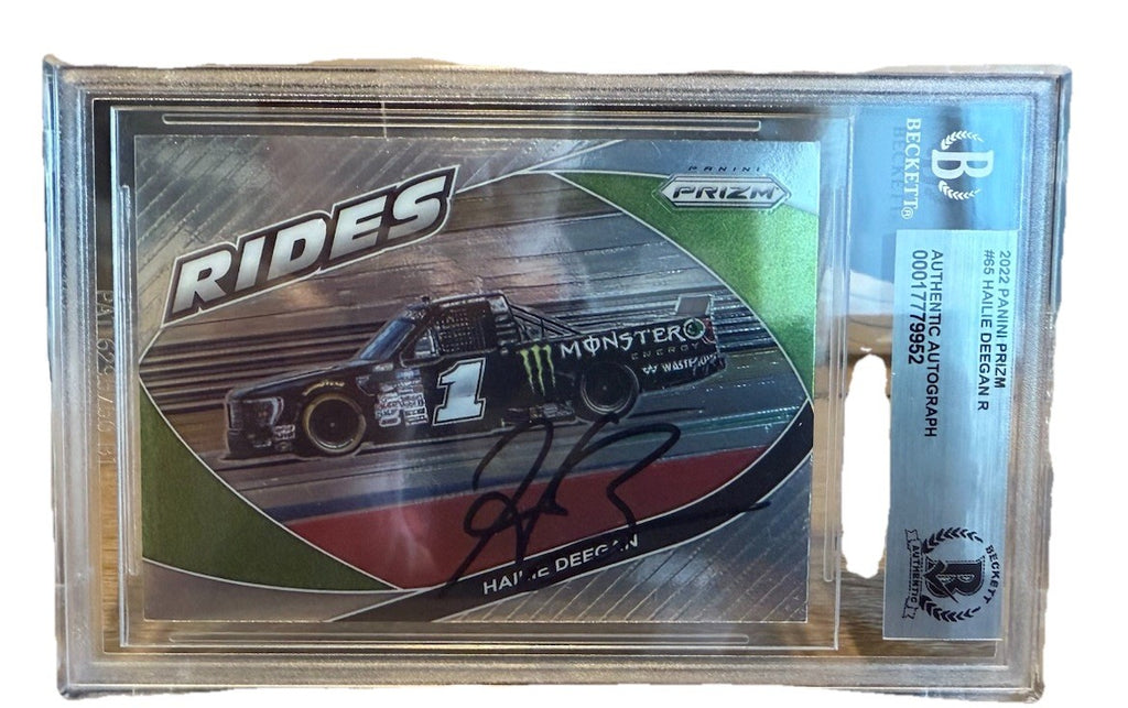 Signed Hailie Deegan 2022 Panini Prizm Rides #65 - Beckett BAS Slab