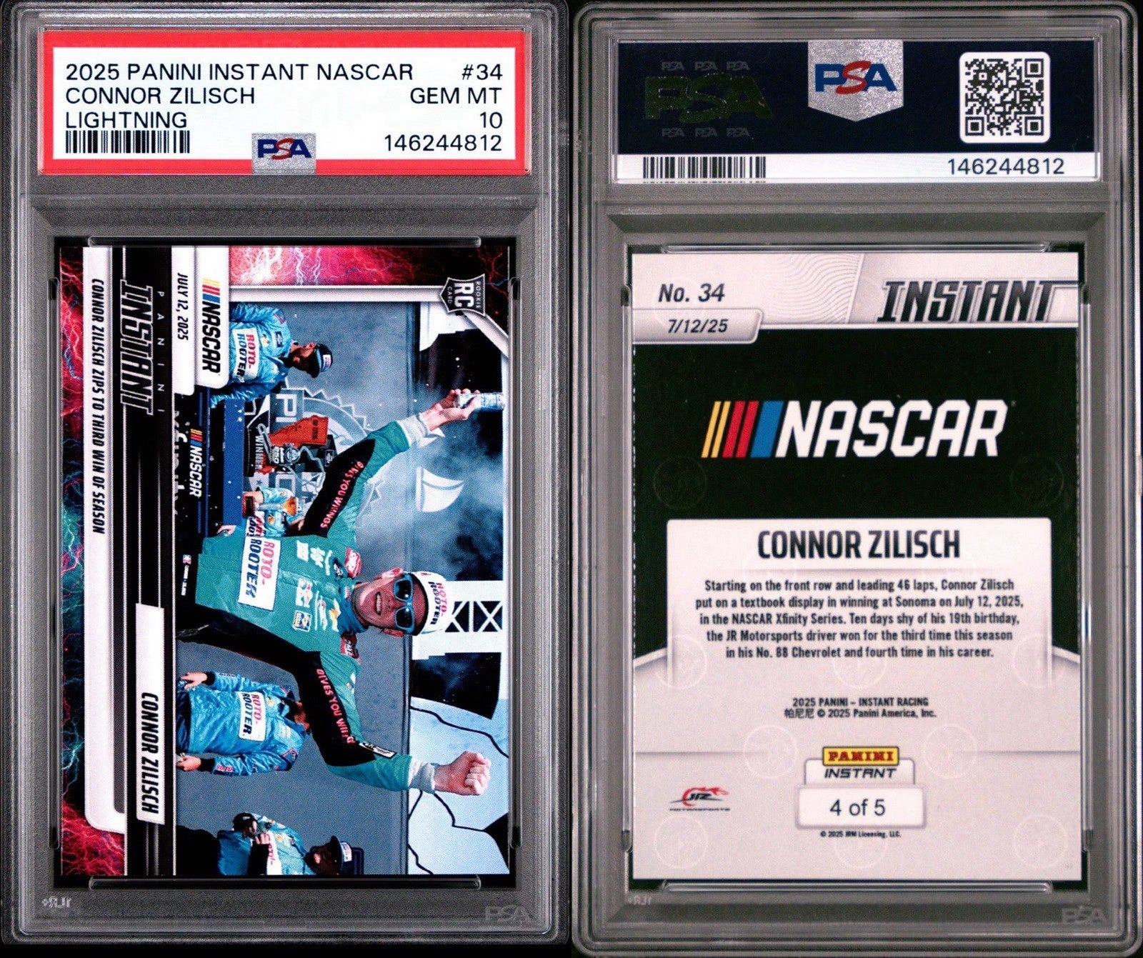 2025 Panini Instant #34 Connor Zilisch Lightning /5 PSA 10 Gem