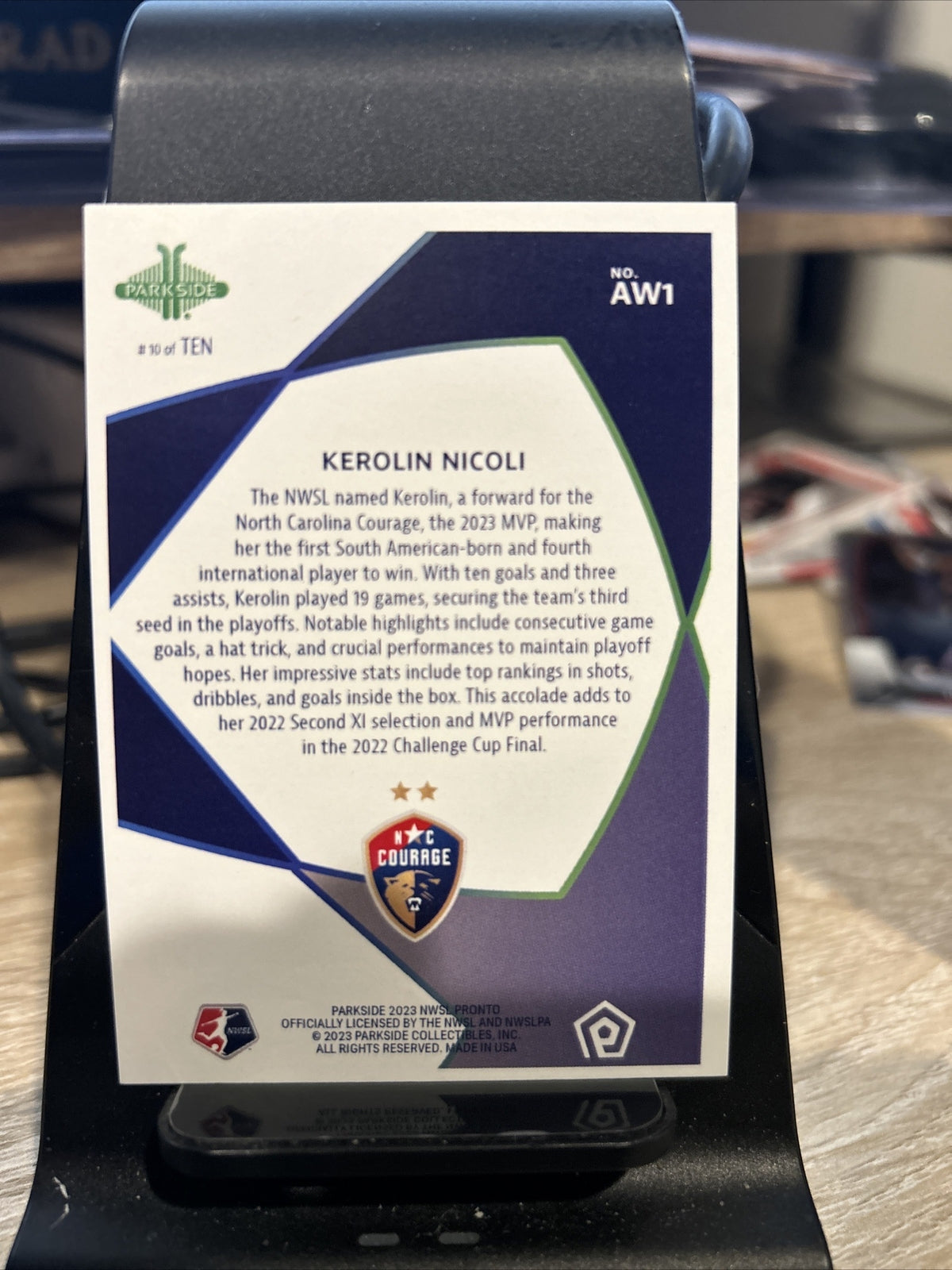 Kerolin Nicoli 2023 Parkside NWSL Pronto Silver Award Winners #AW1 10/10 Courage