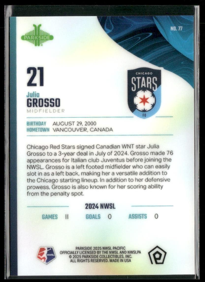 2025 Parkside NWSL Pacific #77 Julia Grosso - Green Refractor /10
