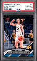 Syla Swords 2024 Bowman U Now #65 BLUE PARALLEL #d /49 Michigan PSA 10 Gem
