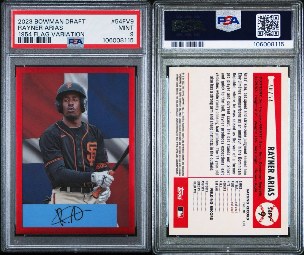 2023 Bowman Draft 1954 Flag Variation Rayner Arias Padres #d /54 PSA 9 MINT