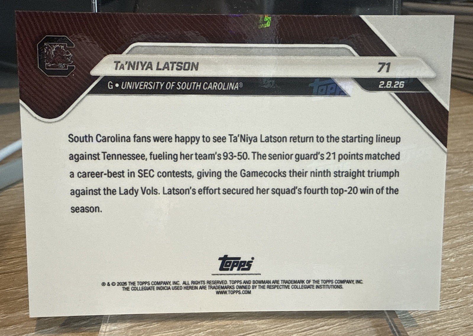 Ta’Niya Latson  ~ 2025-26 Bowman U Now #71 - Gold Foil #d /50