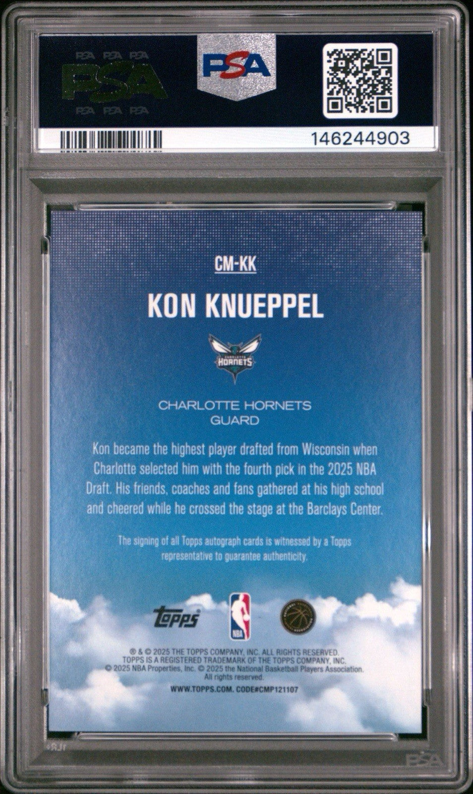 Kon Knueppel 2025 Topps Contemporary Marks Auto Autograph - PSA 9 Mint