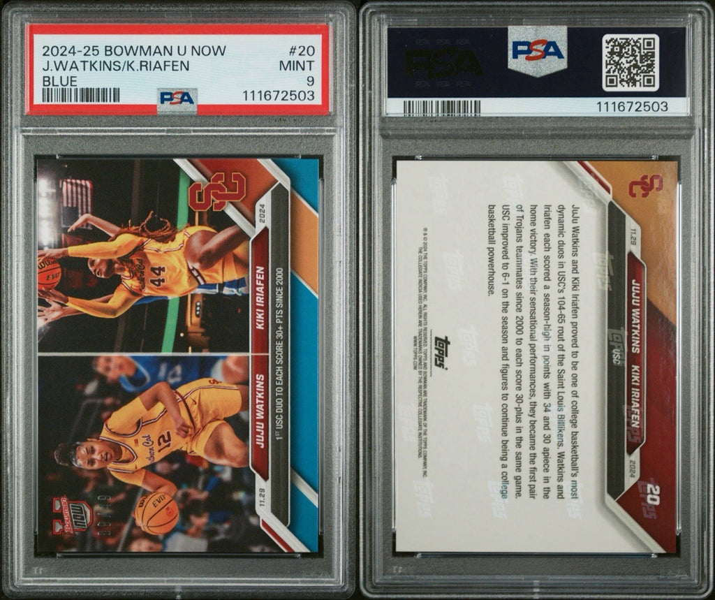 2024-25 Bowman U Now #20 Blue /49 Juju Watkins/Kiki Iriafen USC PSA 9 MT