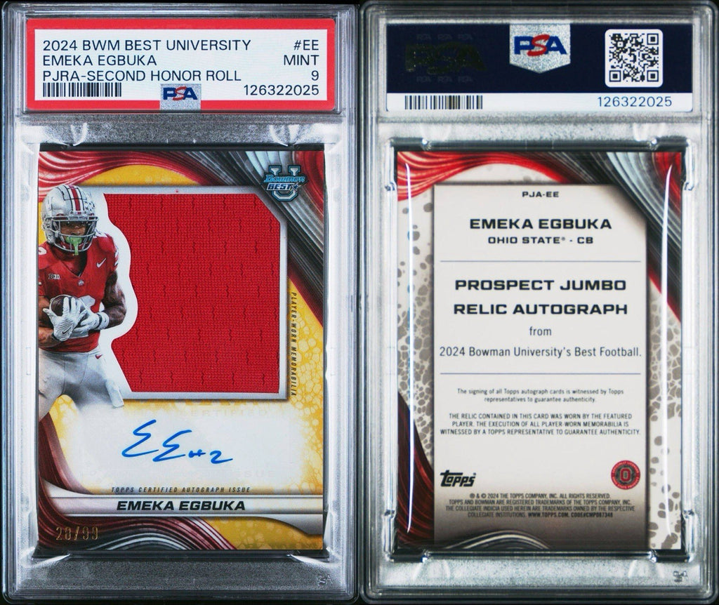2024 Bowman's Best U Jumbo Relic 2nd Honor Autographs /99 - Emeka Egbuka - PSA 9