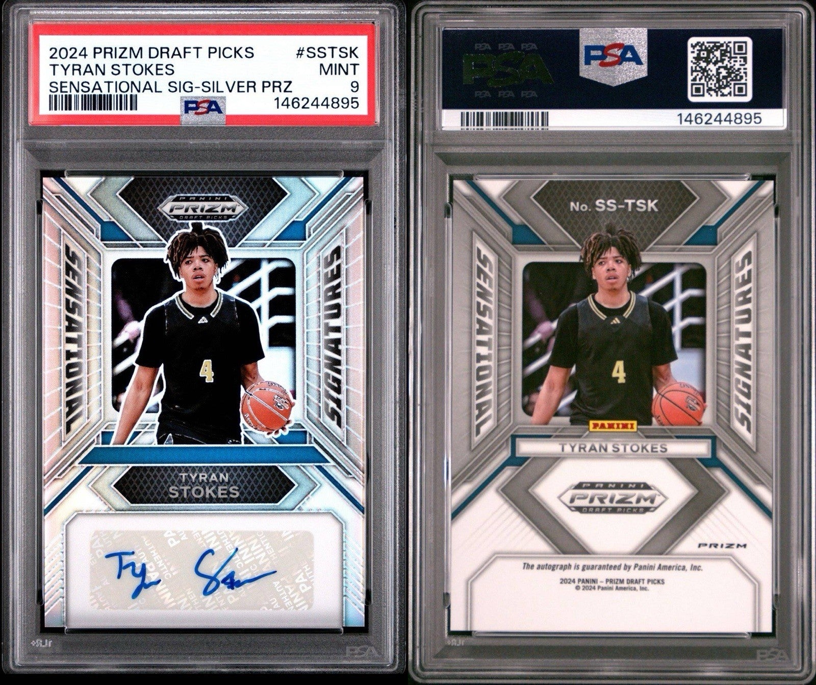 Tyran Stokes 2024 PANINI PRIZM DRAFT SENSATIONAL SIGNATURES SILVER PRIZM -PSA 9