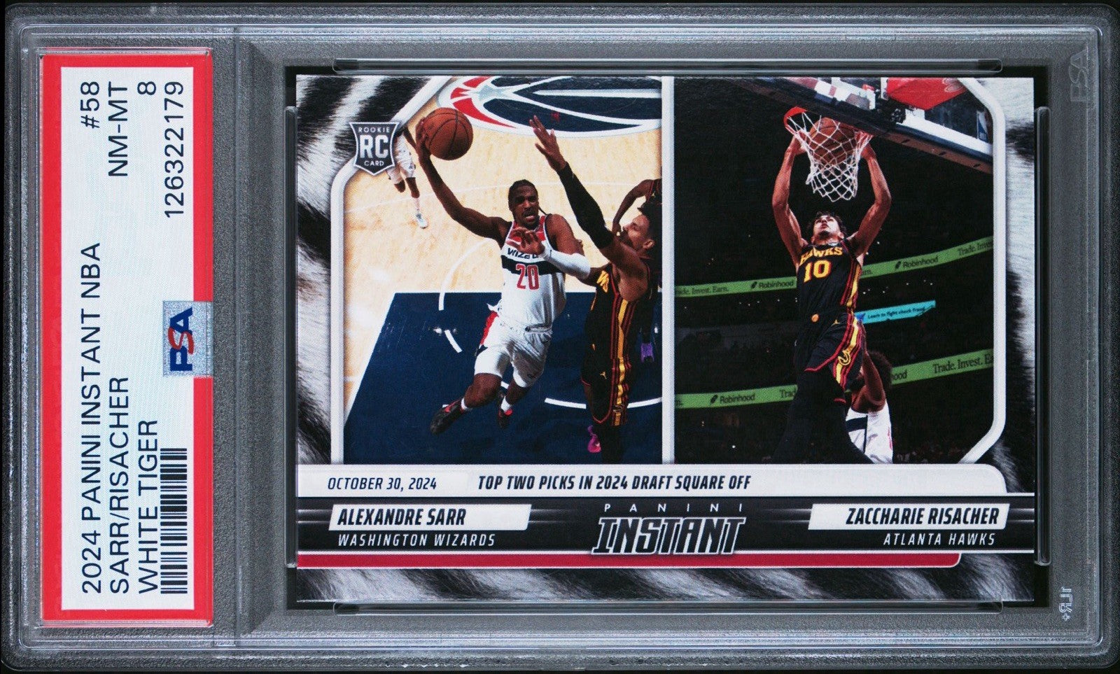 2024-25 NBA Panini Instant SARR ZACCHARIE RISACHER RC White Tiger /5 PSA 8
