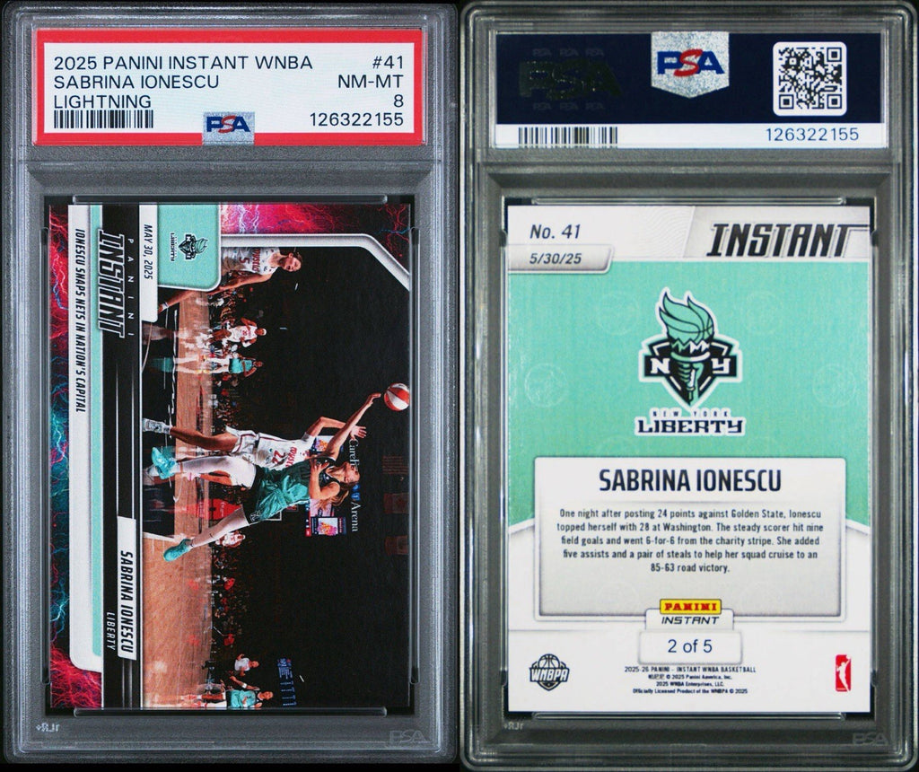 2025 PANINI INSTANT WNBA #41 SABRINA IONESCU - Lightning #d /5 - PSA 8