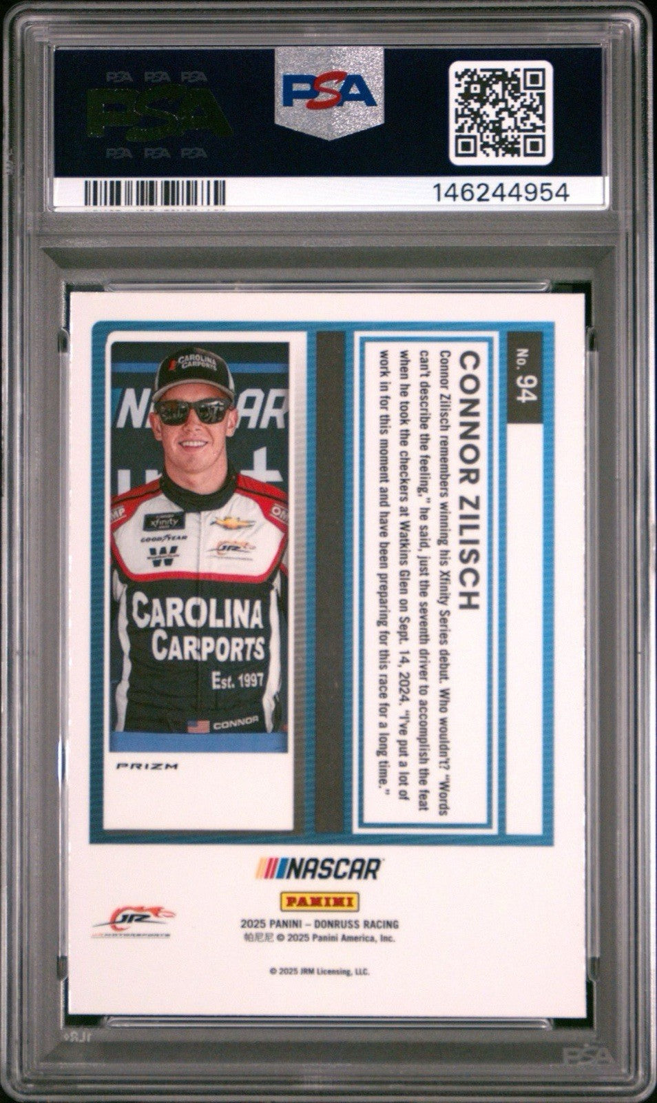 2025 Donruss Optic Connor Zilisch Orange Velocity Rated Rookie Card #94 PSA 9