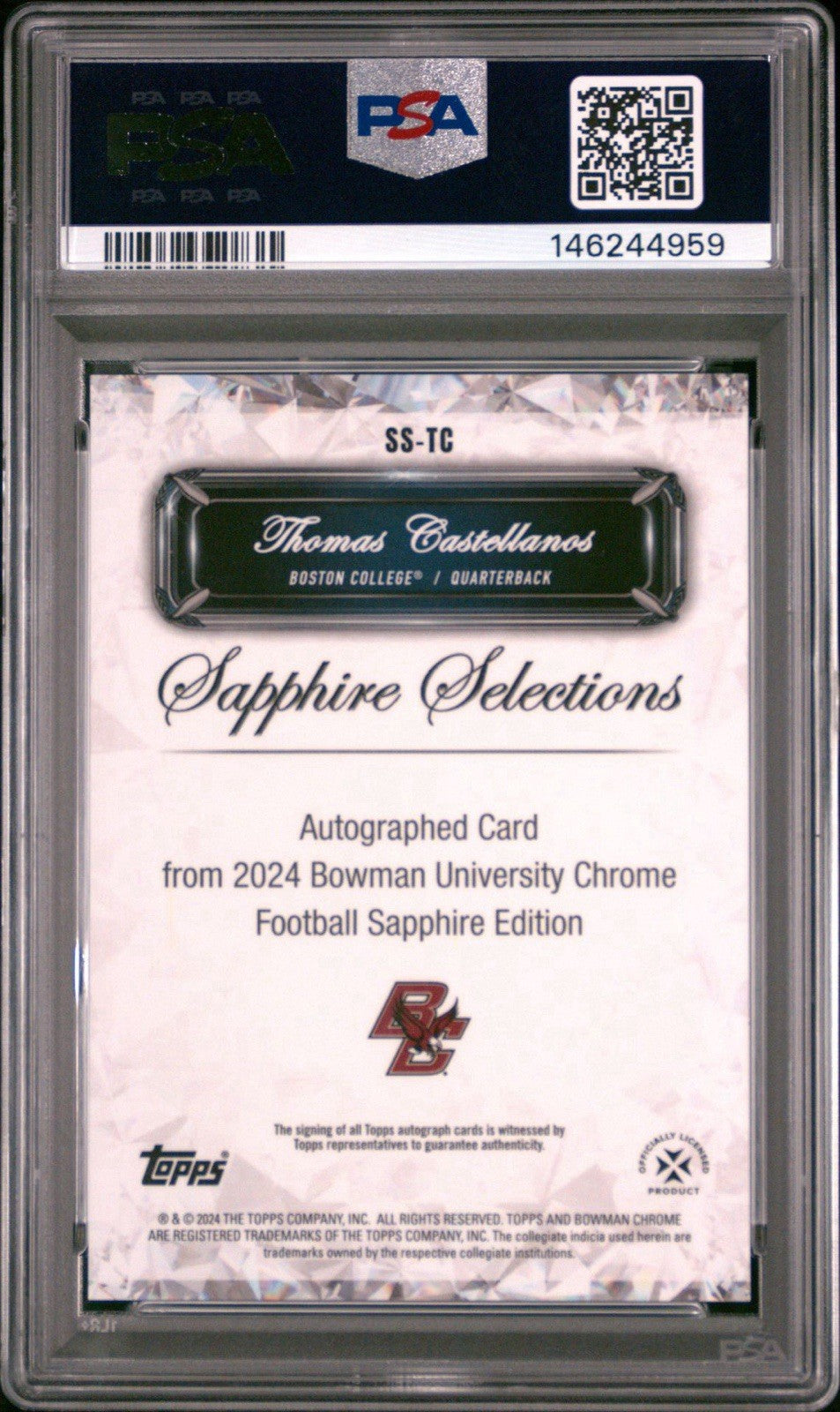 Thomas Castellanos 2024 Bowman U Sapphire Selections Auto - PSA 10 Gem