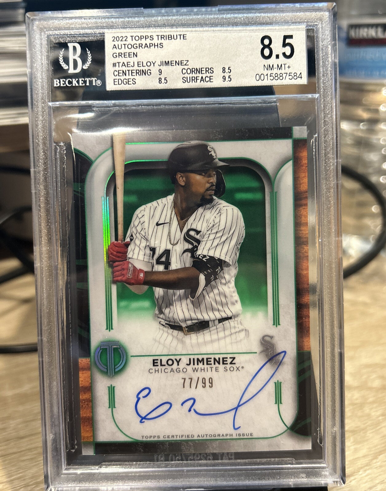 Eloy Jimenez 2022 Topps Tribute Autograph Auto Green SP /99 BGS 8.5 NM-MT+