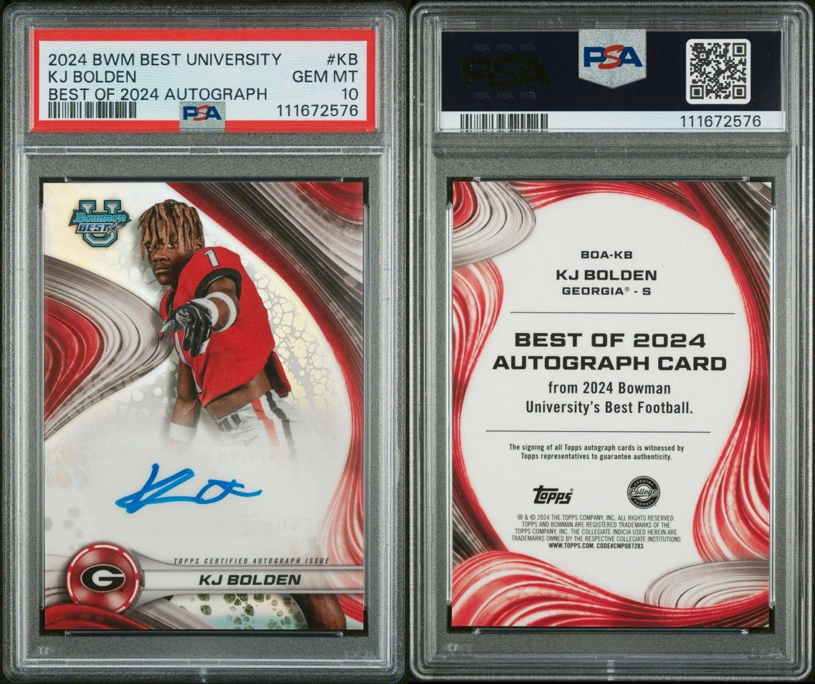 2024 Bowman U Best of 2024 Auto KJ Bolden #BOA-KB Auto - PSA 10 GEM