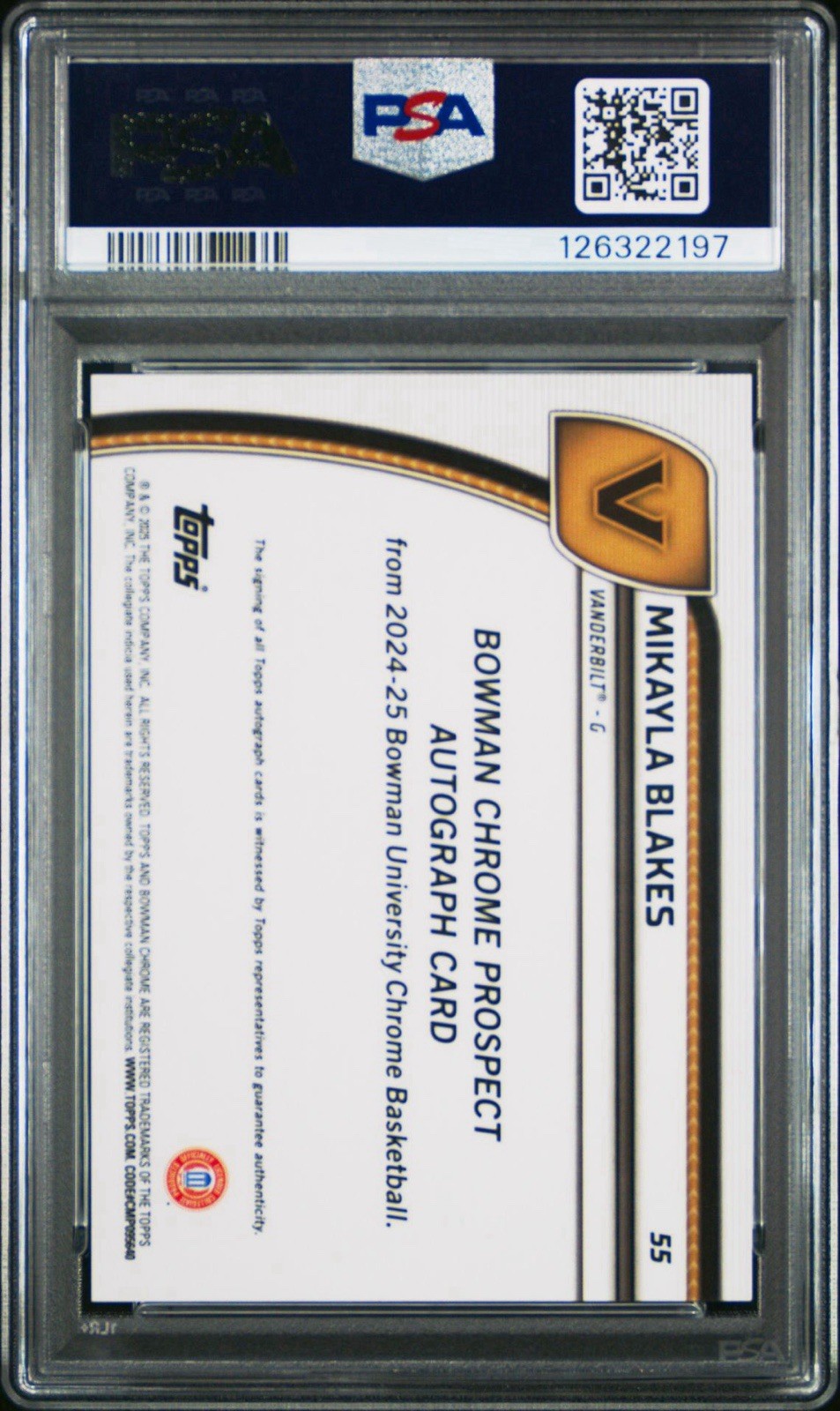 Mikayla Blakes 2024 Bowman U Chrome 1st Green Wave Auto /85 Rookie PSA 9