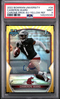 2022 BOWMAN U CHROME YELLOW REFRACTOR  AUTO CAM (CAMERON) WARD #d /75 - PSA 9