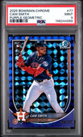 2025 Bowman Chrome Cam Smith #77 Purple Geometric /250 Rookie Card PSA 9 Mint