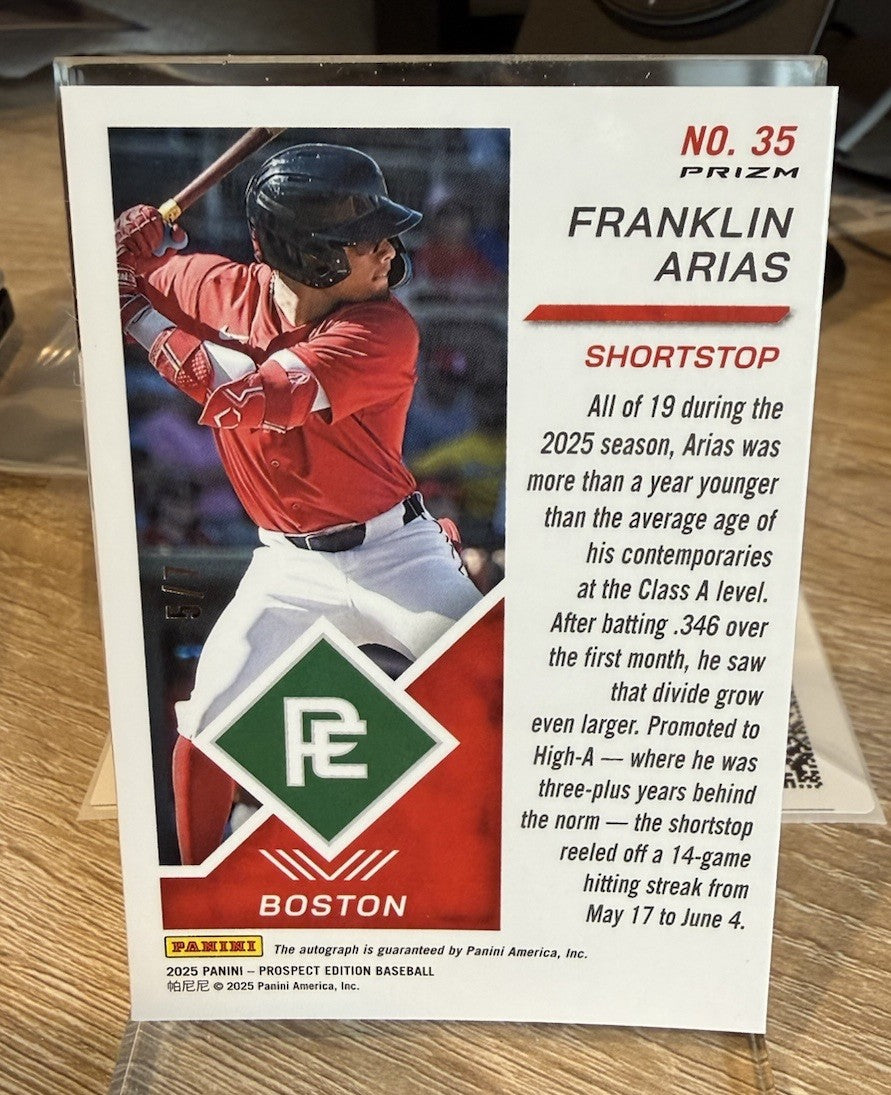 2025 Panini Prospect Edition Franklin Arias FOTL SILVER PANDORA AUTO #'d /7