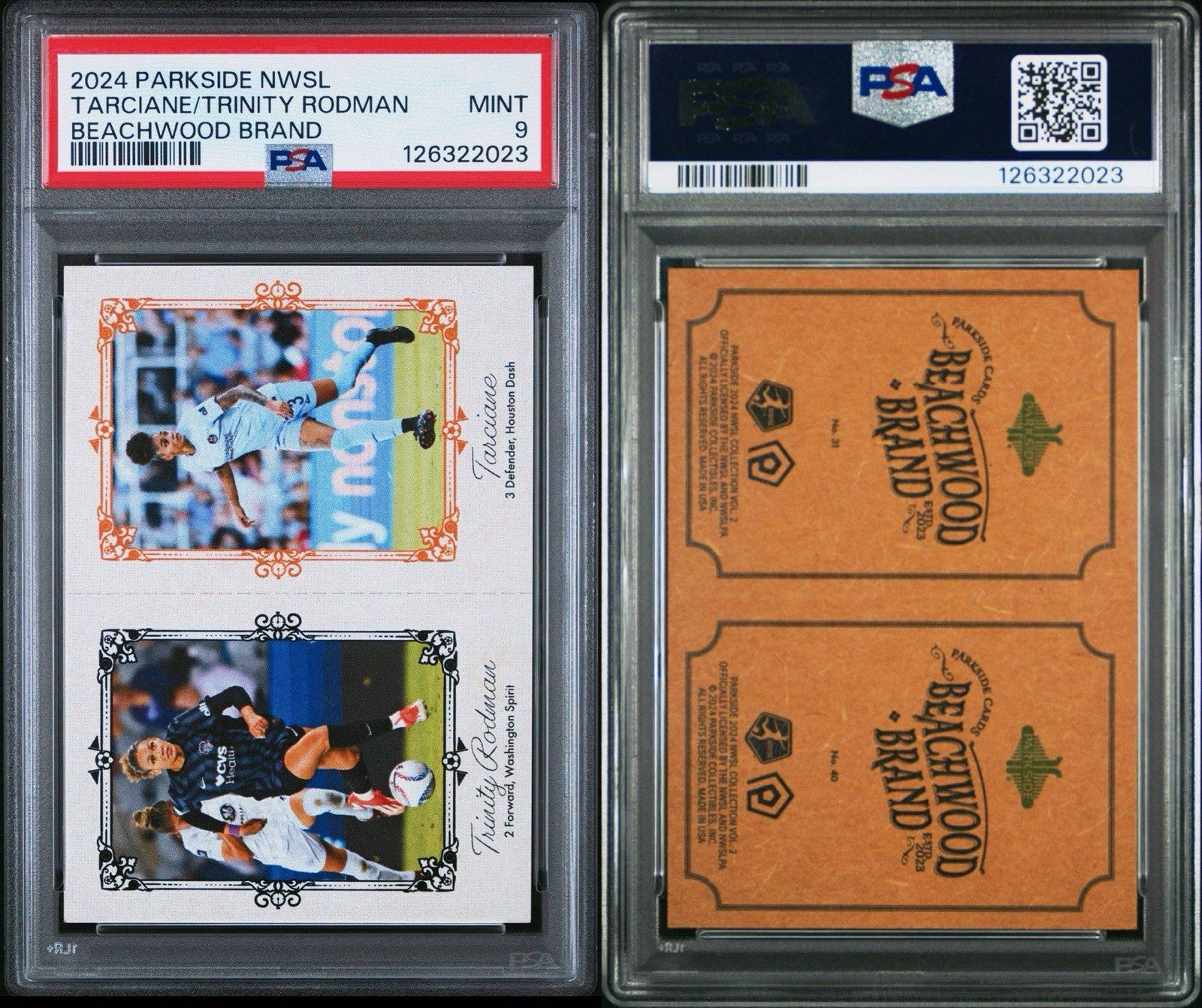 2024 PARKSIDE NWSL Trinity Rodman / Tarciane BEACHWOOD BRAND PSA 9
