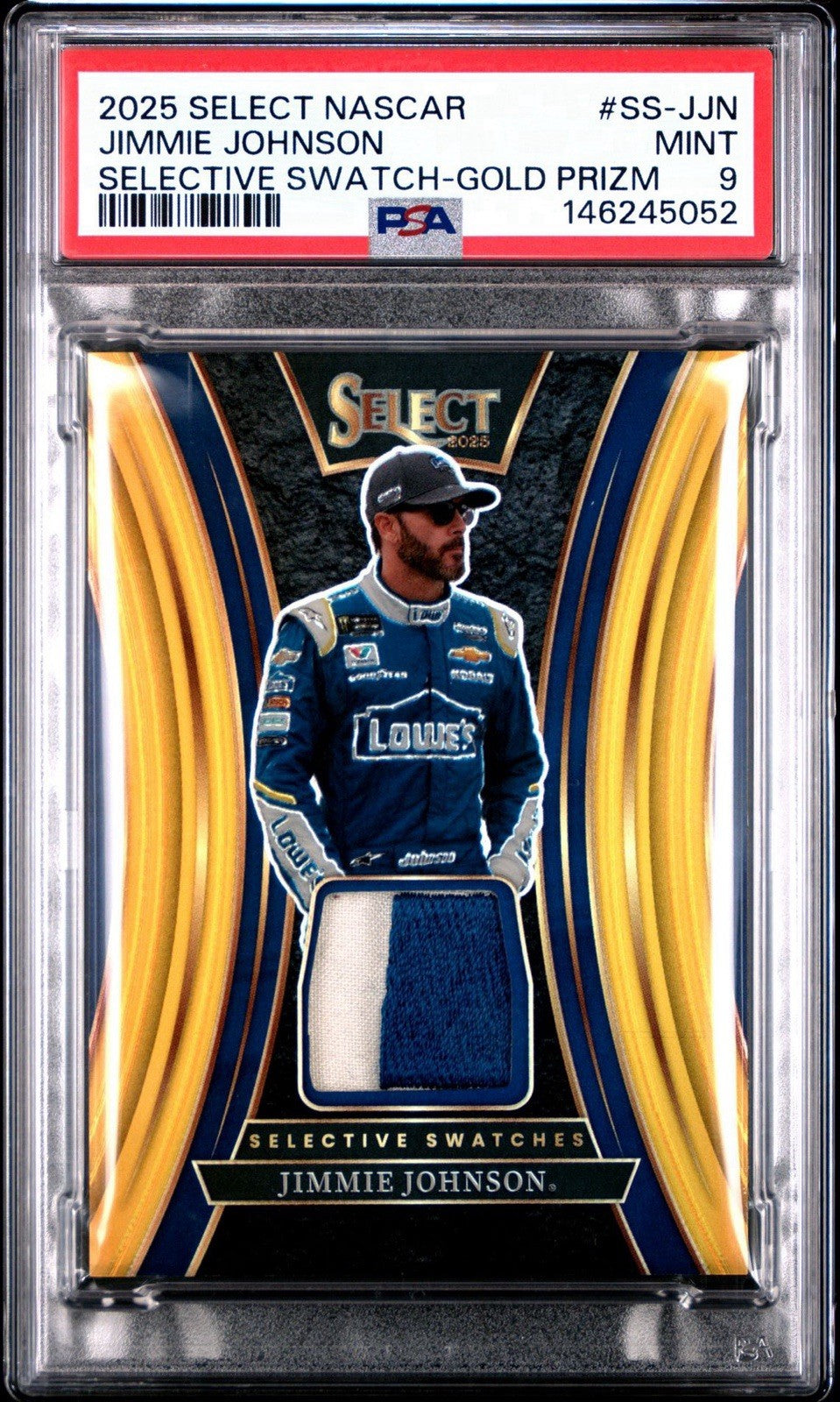 2025 Panini Select Jimmie Johnson Swatch Gold Prizm /10 - PSA 9 Mint