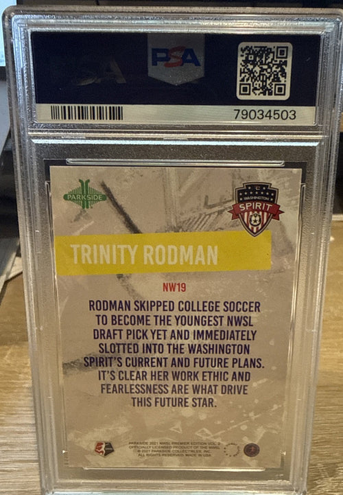 2021 PARKSIDE NWSL PREMIER ED Next Wave PURPLE #19 TRINITY RODMAN PSA 9