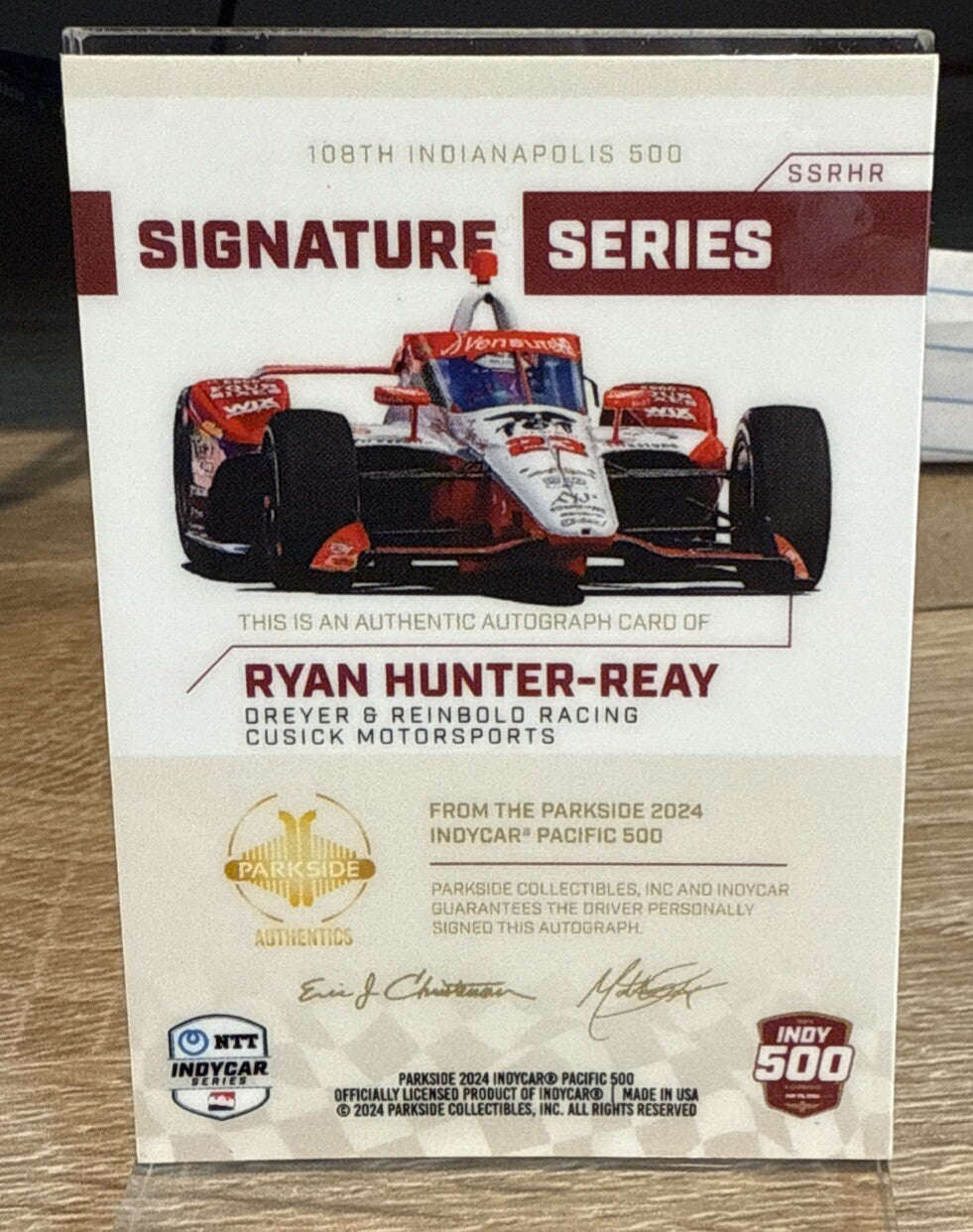 RYAN HUNTER-REAY  2024 Parkside Pacific Indycar Signatures Green  #d /25