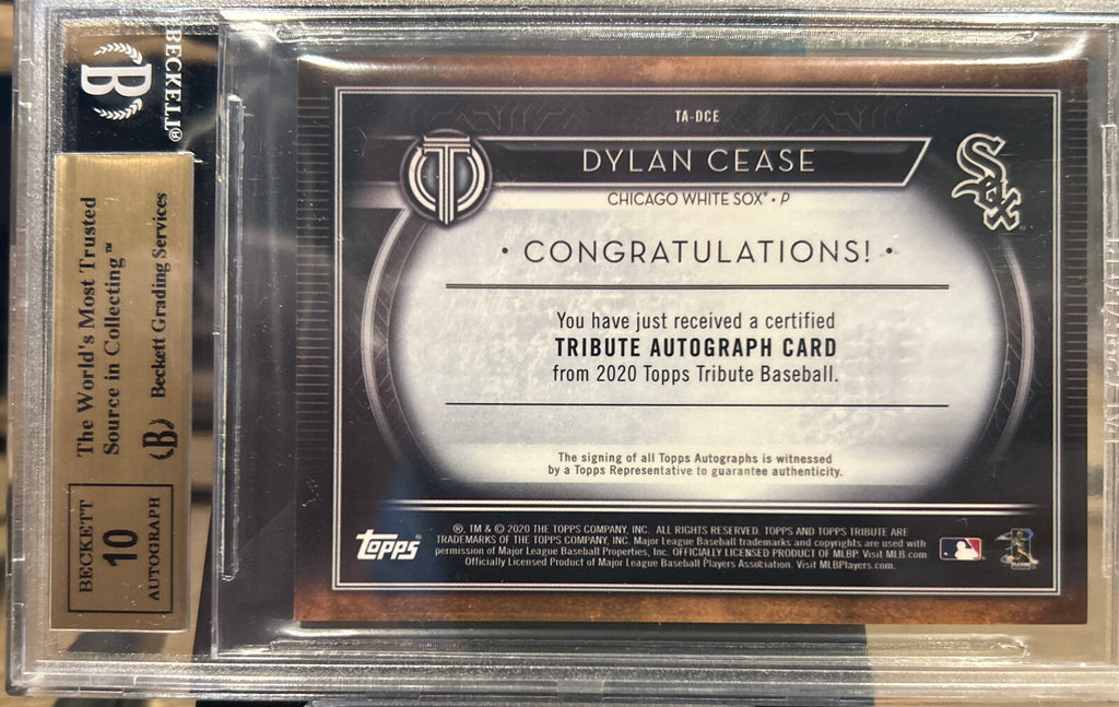 Dylan Cease 2020 Topps Tribute Purple Signed Auto RC #/50 BGS 9.5 Gem Auto 10 !
