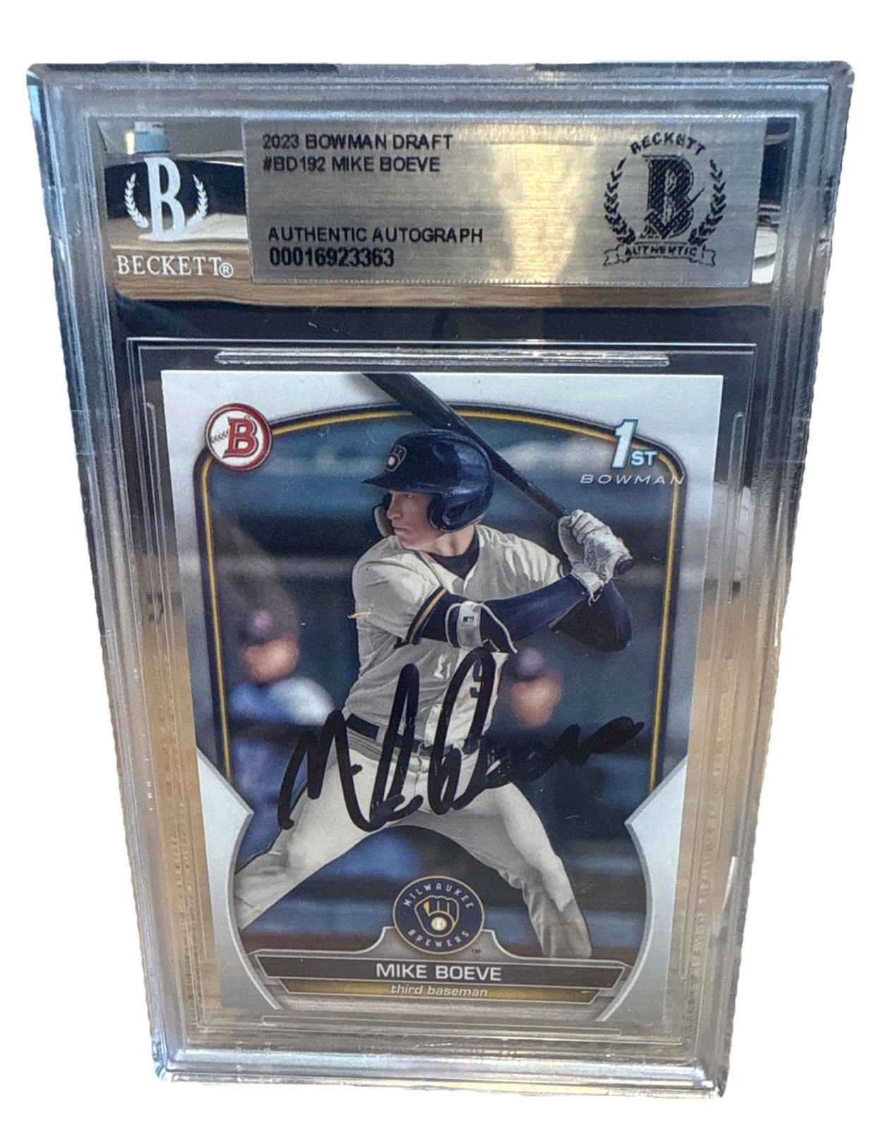 Mike Boeve Auto 2023 Bowman 1st Draft BAS Beckett Authentic On Card Signed