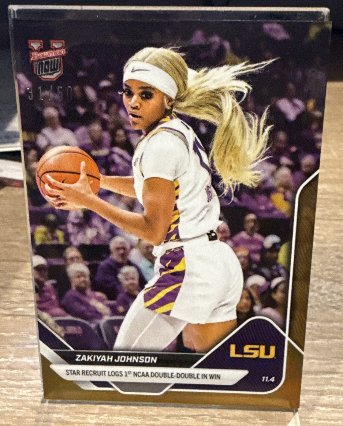 ZaKiyah Johnson LSU 2025-26 Bowman U NOW Basketball #10 Gold Foil #d /50