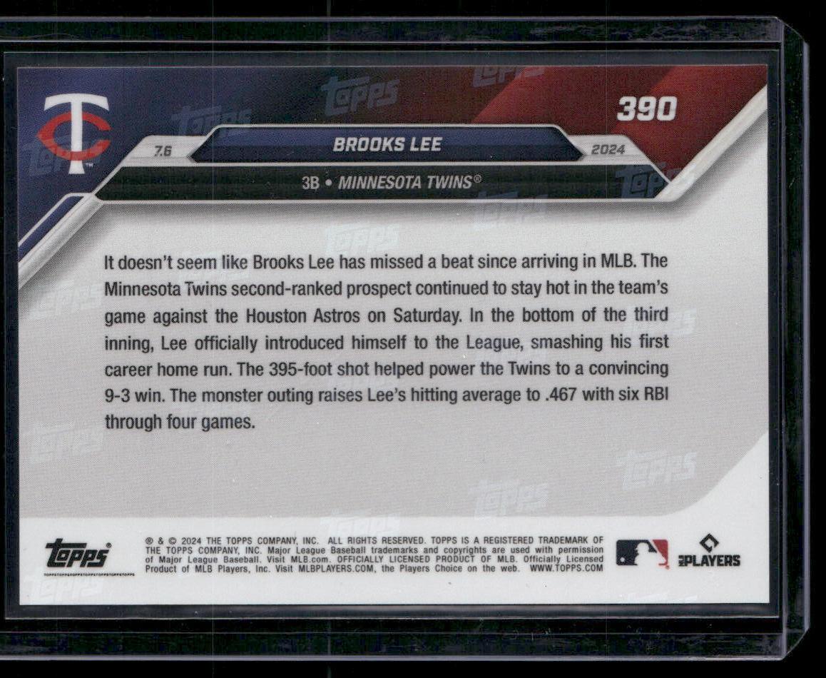 2024 Topps Now #390 Brooks Lee Purple