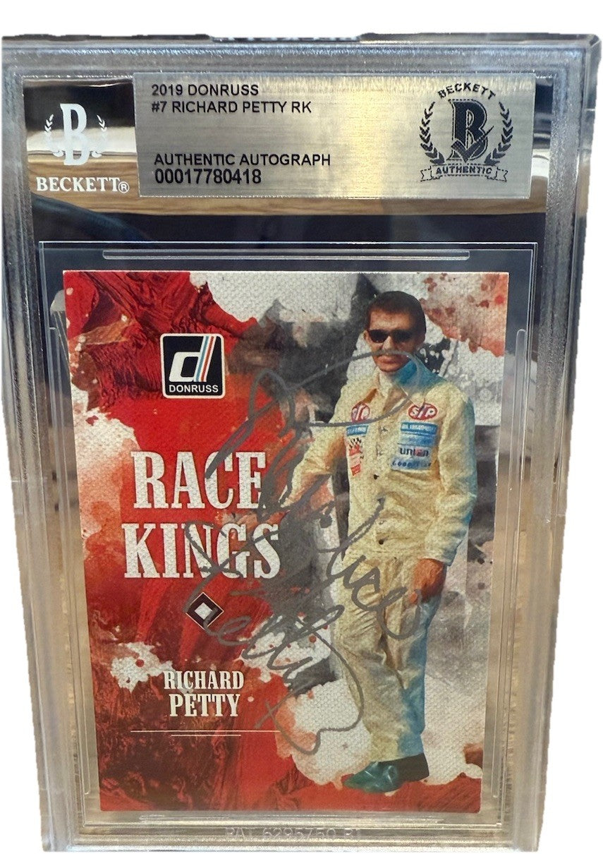 Signed Richard Petty 2019 Donruss Race Kings #7 Auto Beckett BAS Encased