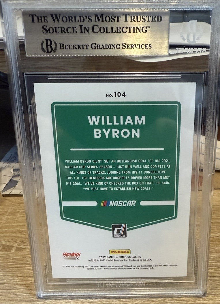 Signed 2022 Donruss #104 William Byron - Beckett BAS Slab