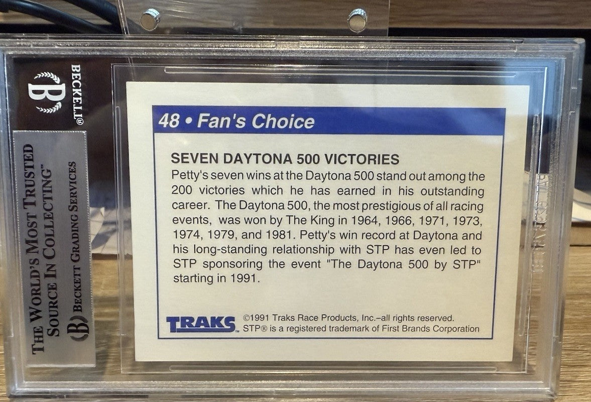 Signed Richard Petty 1991 Traks #46 NASCAR Beckett BAS Slab