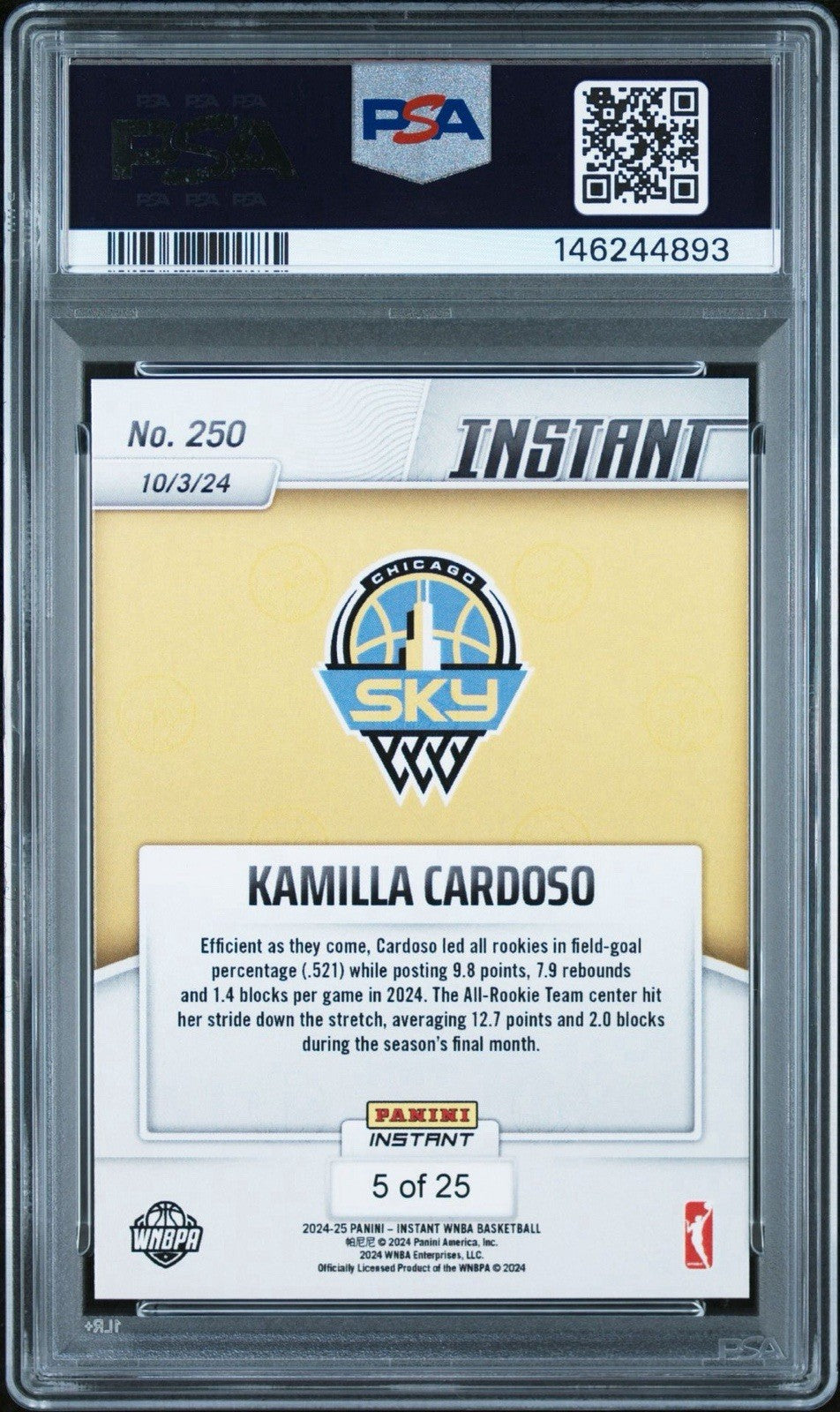 Kamilla Cardoso 2024 Panini Instant #250 Jungle /25 - PSA 10 Gem