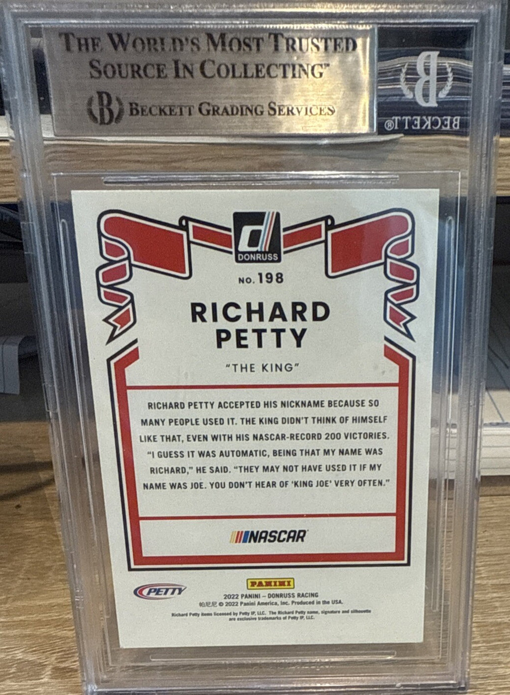 Signed Richard Petty 2022 Donruss Retro #197 BAS Beckett Slabbed