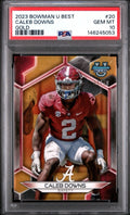 CALEB DOWNS 2023 BOWMAN U BEST #20 GOLD REFRACTOR /50 PSA 10 Gem - OHIO STATE