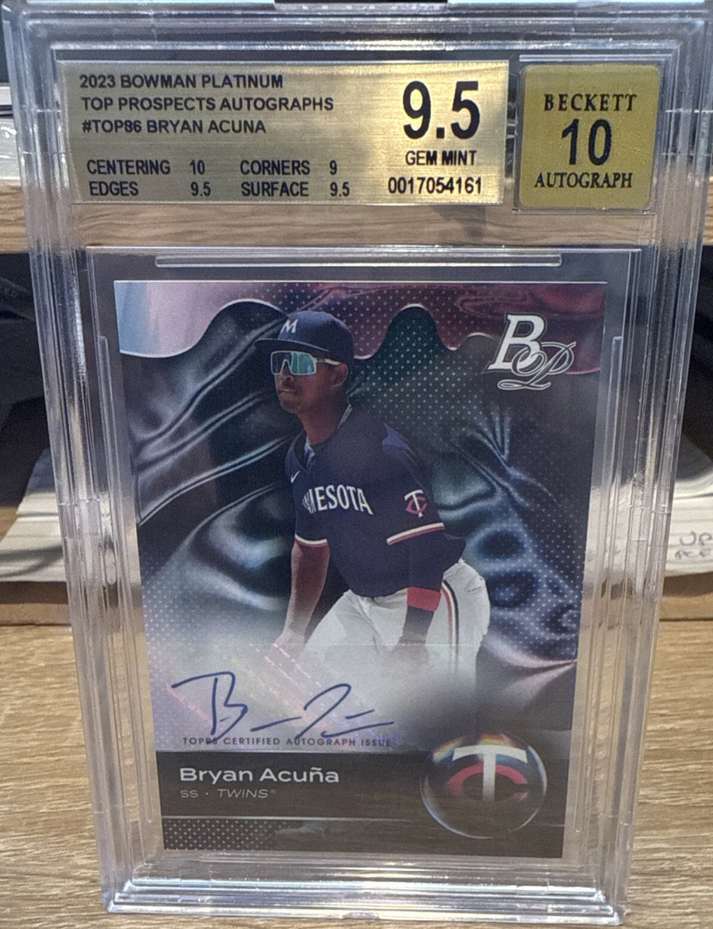 BGS 9.5 Gem Mint - BRYAN ACUNA 2023 Bowman Platinum RC Top Prospects Auto
