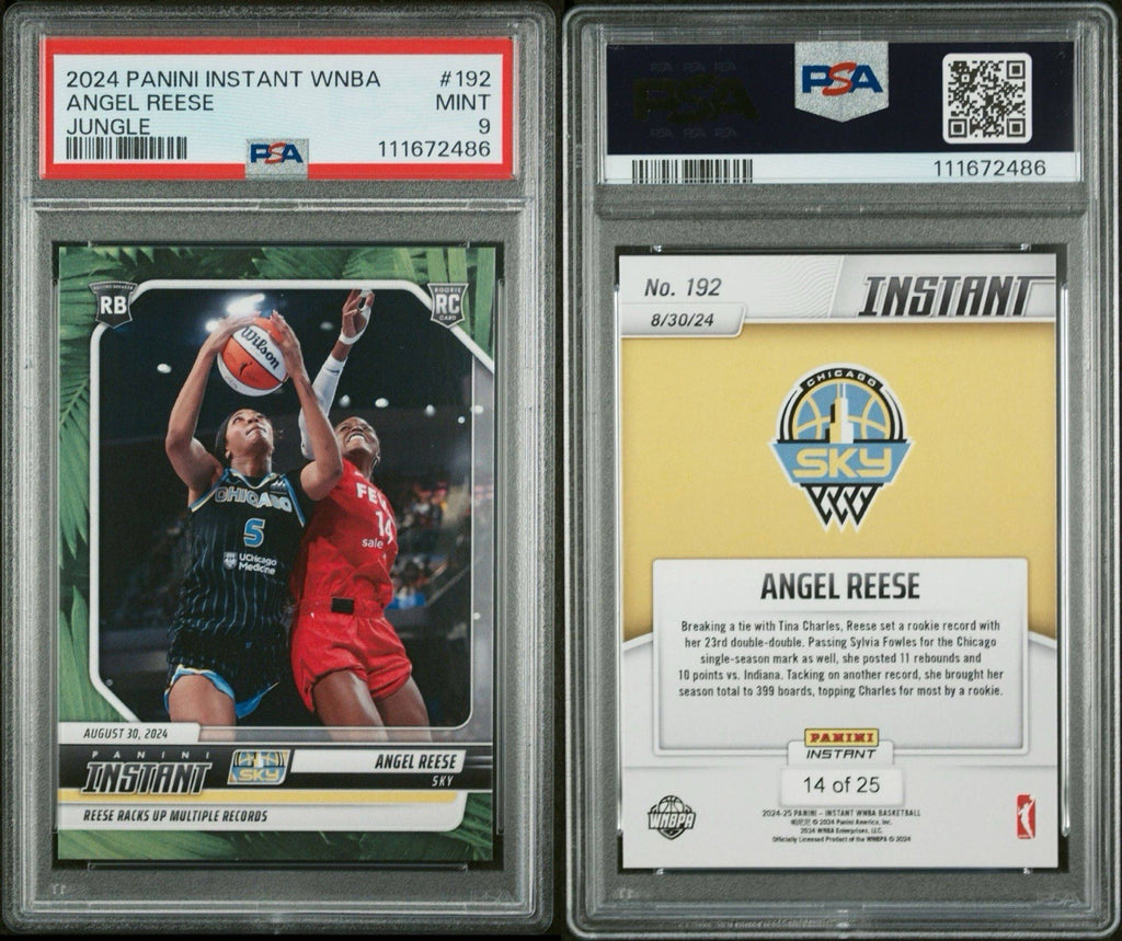 2024 Panini Instant WNBA #192 Angel Reese RC Jungle /25 Racks Up Records PSA 9