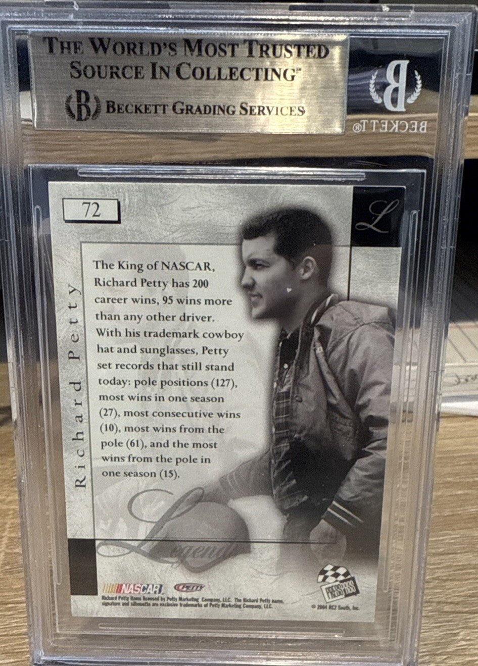 Signed 2004 Press Pass VIP #72 Richard Petty - Legends Beckett BAS Slab