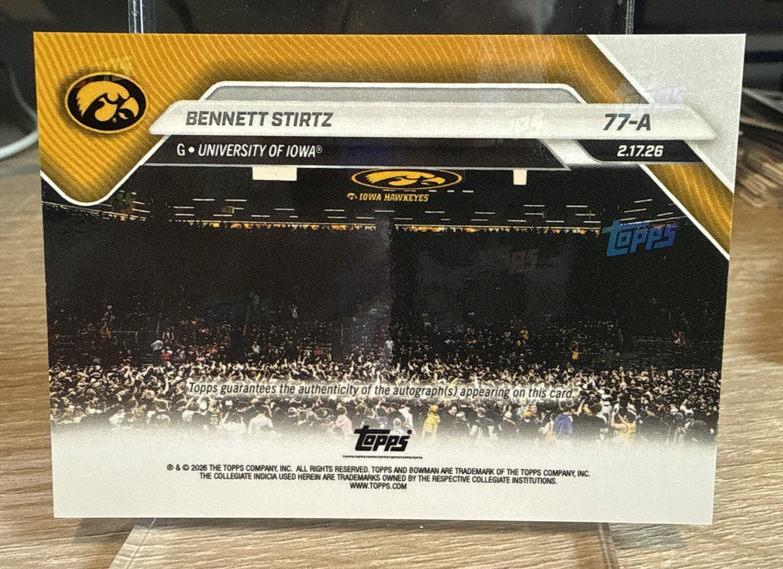 2025-26 Bowman U Now - Red Foil #77-A Bennett Stirtz - Auto #d /5 Ranked Win