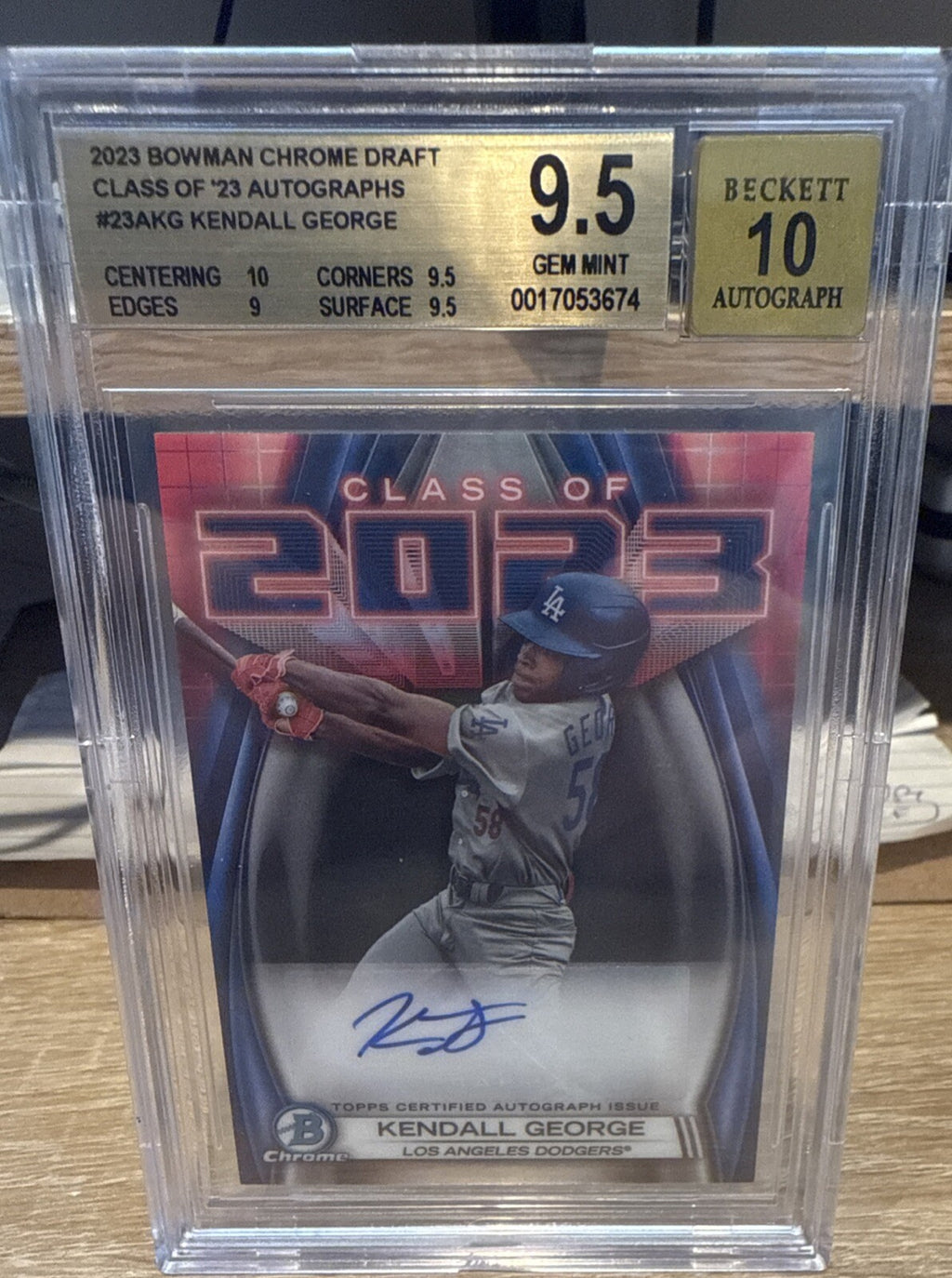 BGS 9.5 Auto 10 Gem -2023 Bowman Chrome Draft Kendall George Class Of 2023 AUTO
