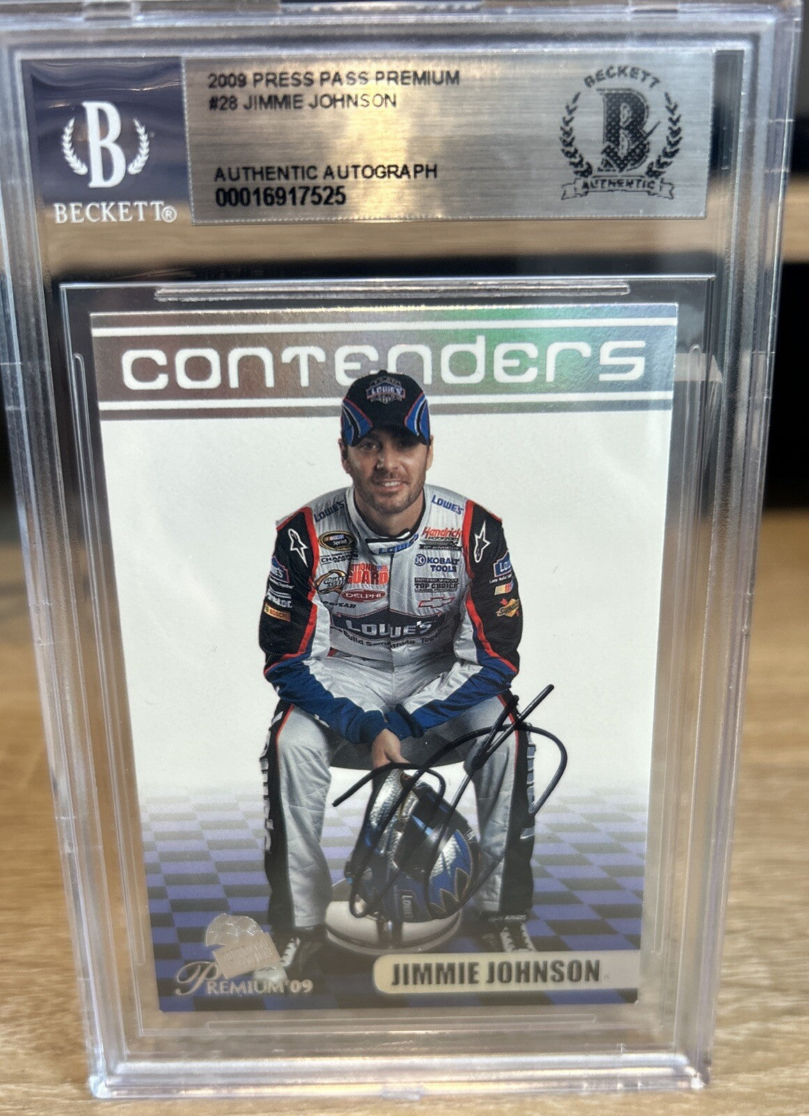 2009 Press Pass Premium JIMMIE JOHNSON #4 SIGNED AUTOGRAPH BECKETT BAS Slab