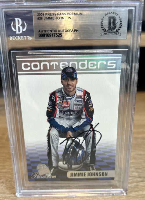 2009 Press Pass Premium JIMMIE JOHNSON #4 SIGNED AUTOGRAPH BECKETT BAS Slab