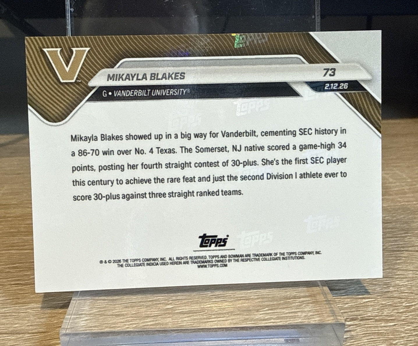 Mikayla Blakes 2025-26 Bowman U NOW Basketball # 73 Gold Foil #d /50