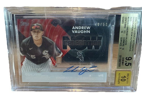2022 Topps Clearly Authentic Andrew Vaughn Red Generation Now Auto /50 BGS 9.5