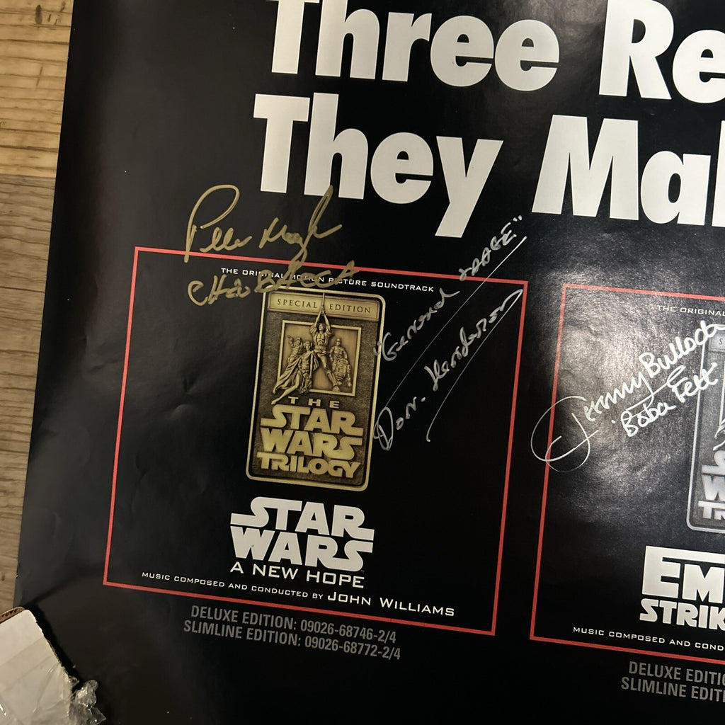 STAR WARS Trilogy Movie Poster  Signed by 3 - Mayhew, Bulloch And Don Henderson